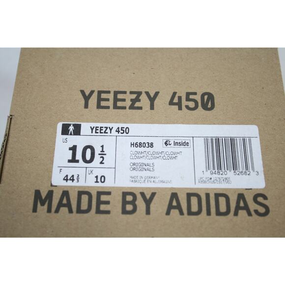 adidas Yeezy 450 Cloud White Mens 10.5 Knit Running Shoes H68038 main image 8